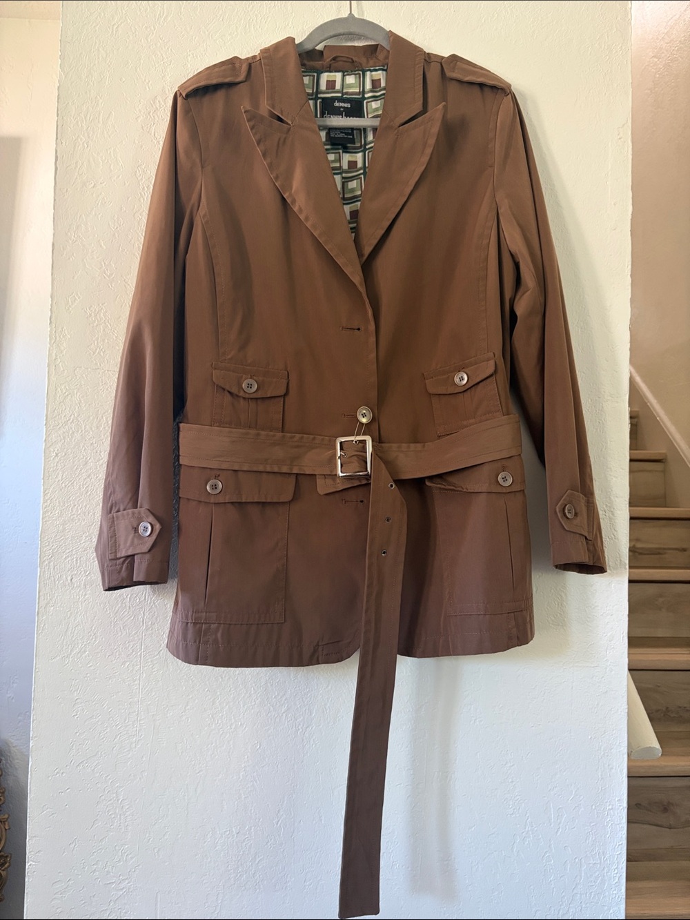 Y2K vintage belted brown trench coat